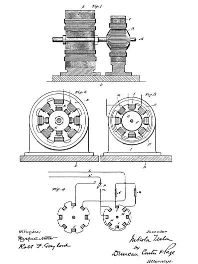 الرسومات 1،2،3،4 من إختراع المحرك الكهربي المغناطيسي